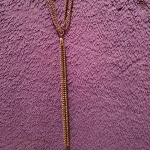 Metallic black tassel necklace